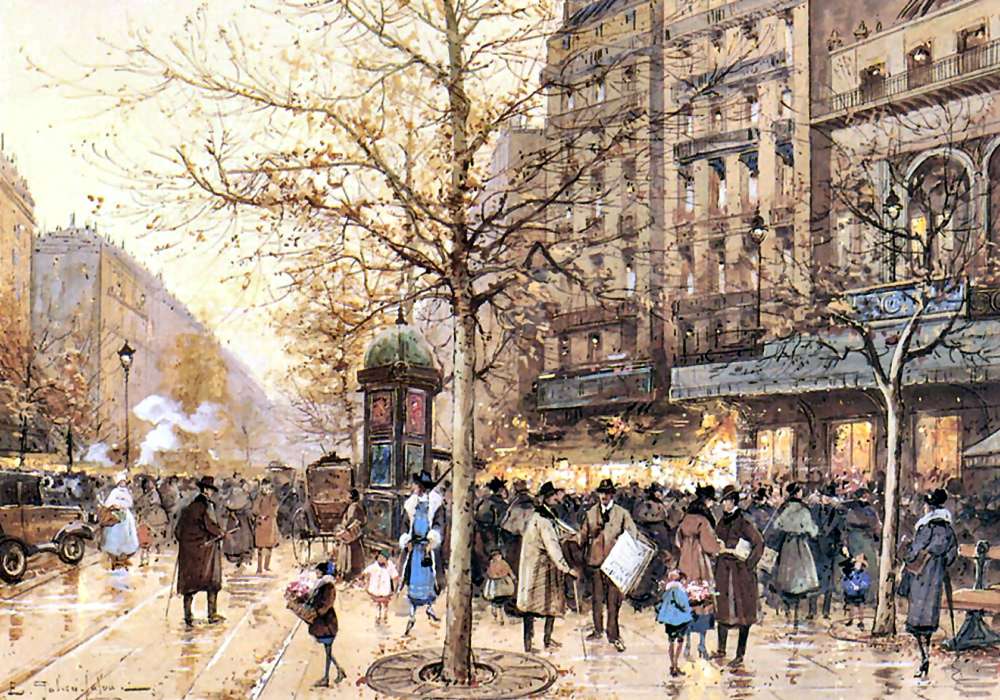 A Paris Street Scene-Paryska scena uliczna puzzle online