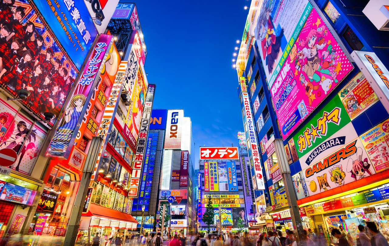 Tokio-niezwykle kolorowe neonowe drapacze chmur puzzle online