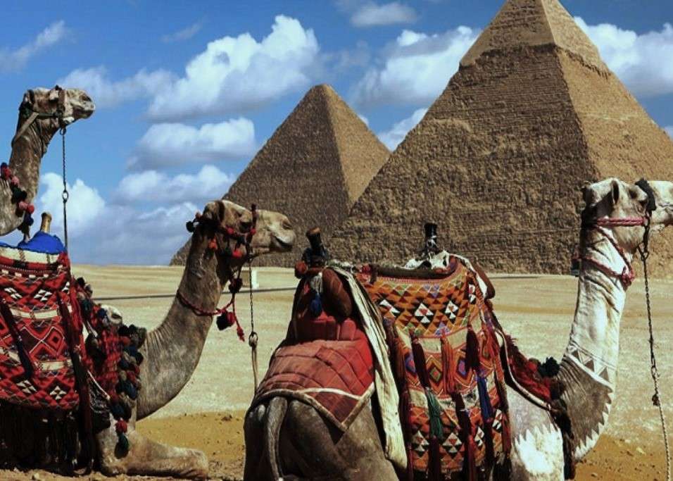 Piramidy egipskie i wielbłądy puzzle online