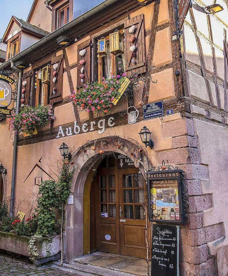 Zachwycająca elewacja alzackiej restauracji puzzle online