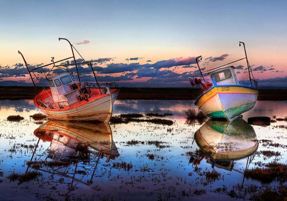 "Śpiące" łodzie-kutry rybackie puzzle online