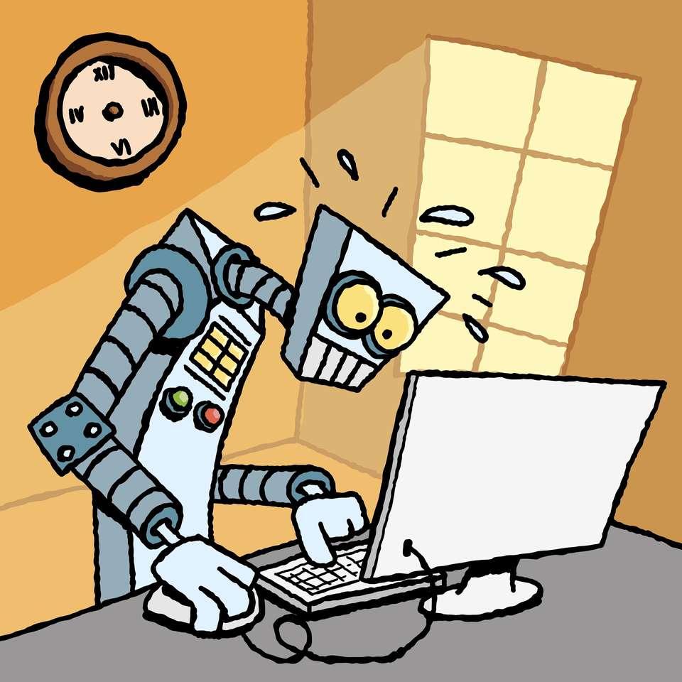 Robot przy komputerze puzzle online