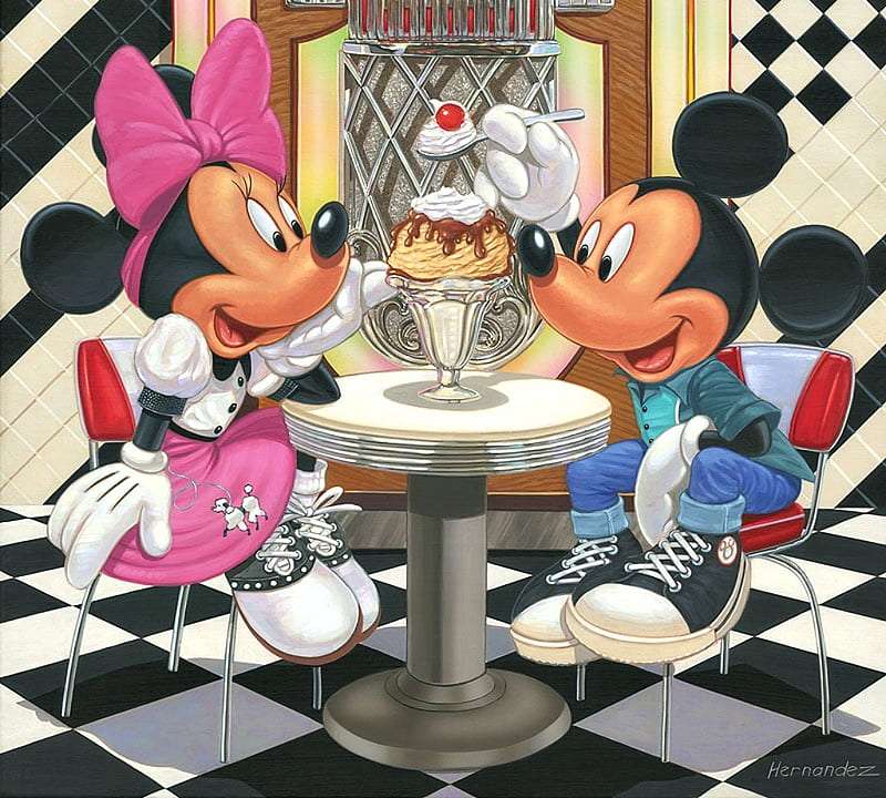Myszka Minnie i Miki na lodach puzzle online