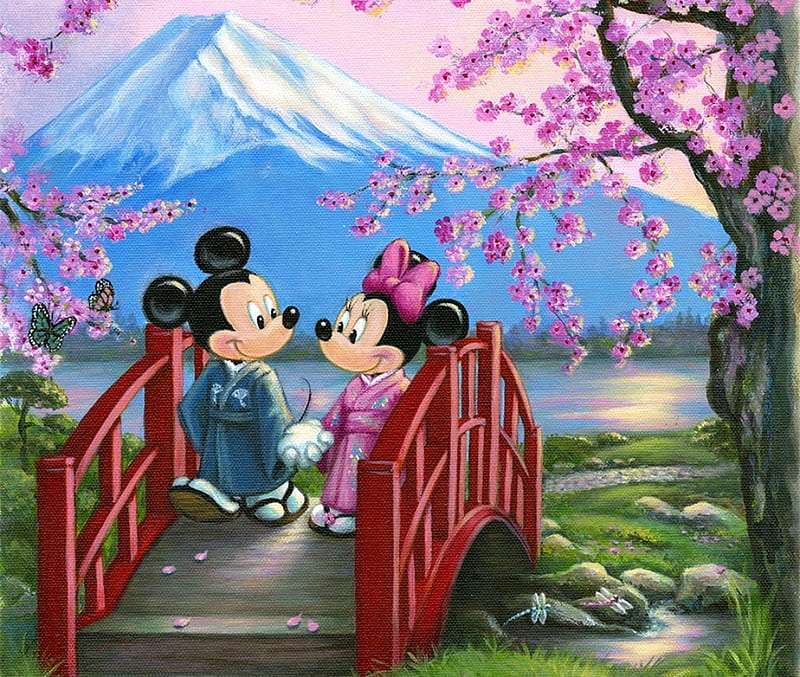 Myszka Minnie i Miki w kraju kwitnącej wiśni puzzle online