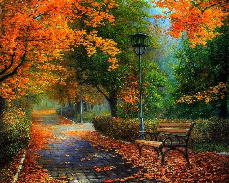 Piękna pełna uroku jesień w parku puzzle online