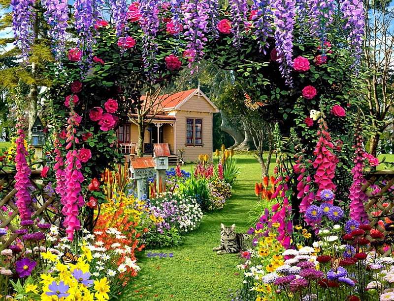 Letnie kwiaty ogrodowe, ile tam piękna i kolorów puzzle online
