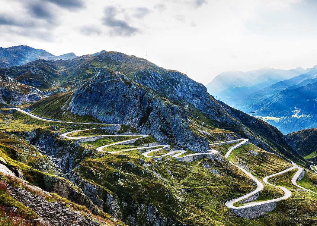 Szwajcaria-Gotthard Pass, serpentynowe drogi gór puzzle online