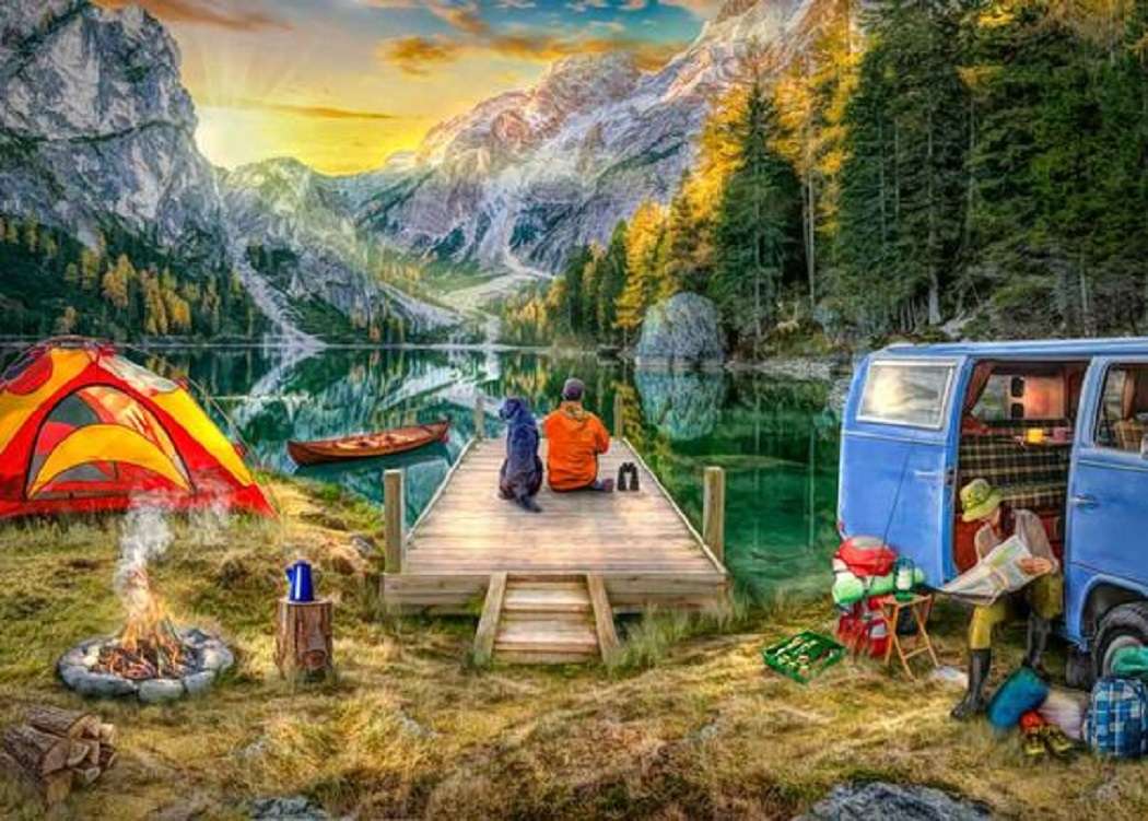 Las, jezioro i góry puzzle online
