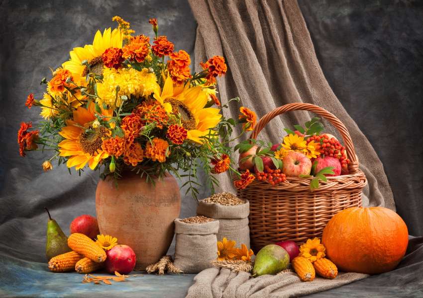 Piękna w kolorach jesieni aranżacja puzzle online