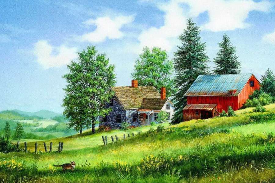 Przepiękna letnia sceneria na wsi puzzle online