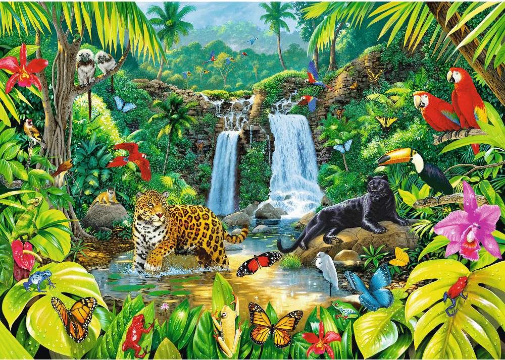 Tropikalny las ze zwierzętami puzzle online
