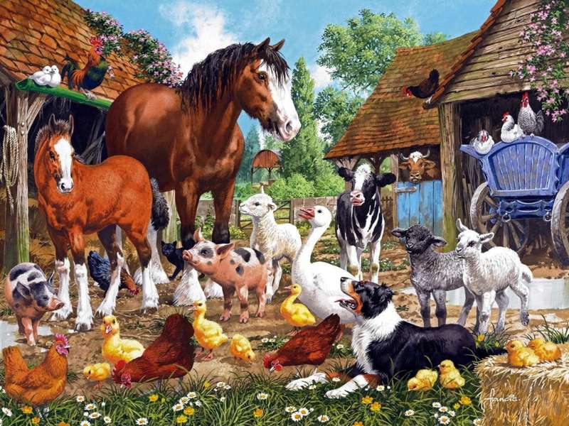 Farma pełna zwierząt żyjących na wsi puzzle online