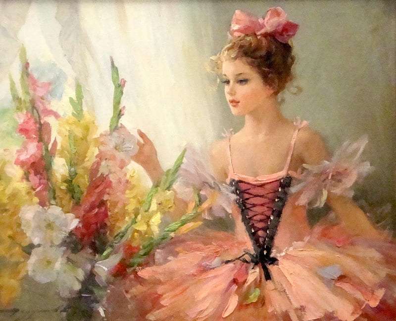 Piękna baletnica piękne irysy puzzle online