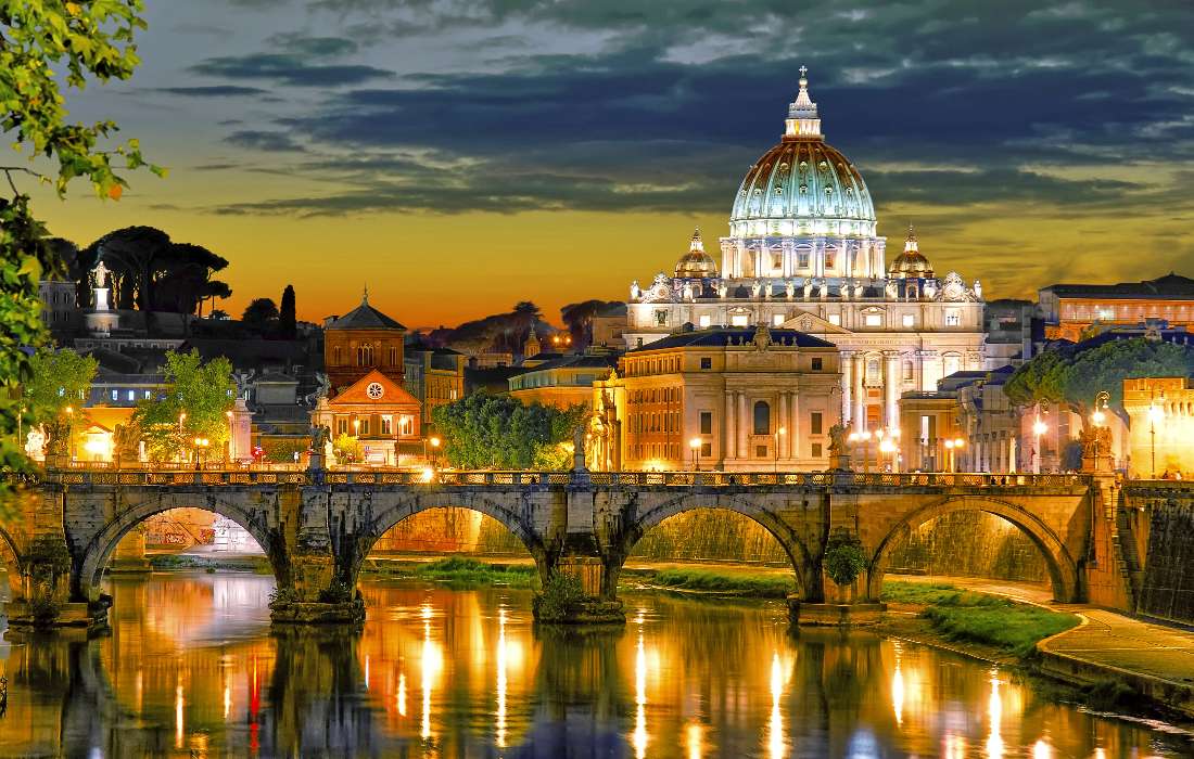 Bazylika Świętego Piotra w Watykanie nocą puzzle online