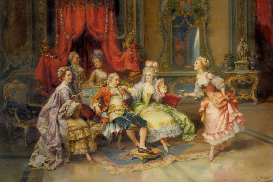 Ludwik XV i jego damy w sali tronowej puzzle online