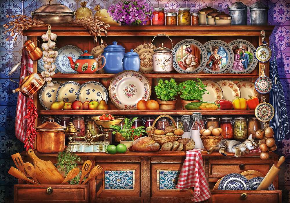 Wspomnienia-Kuchnia naszej babci pełna zapraw puzzle online