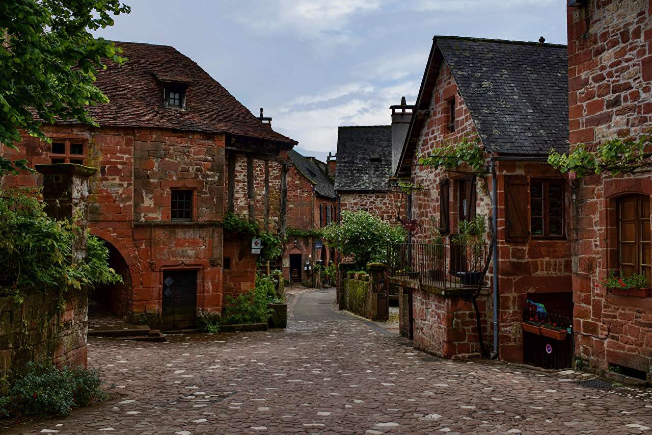 Francja-Bardzo Stare domy-Collonges-la-Rouge puzzle online