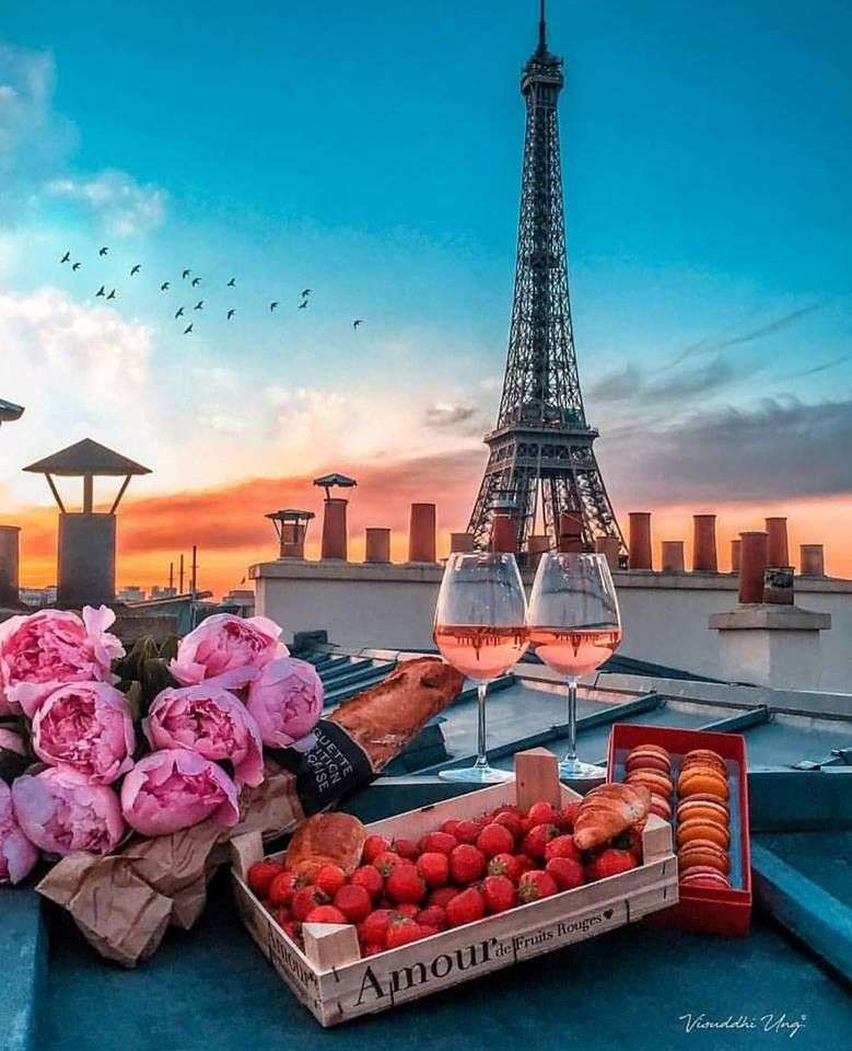 Romantyczny wieczór w Paryżu puzzle online