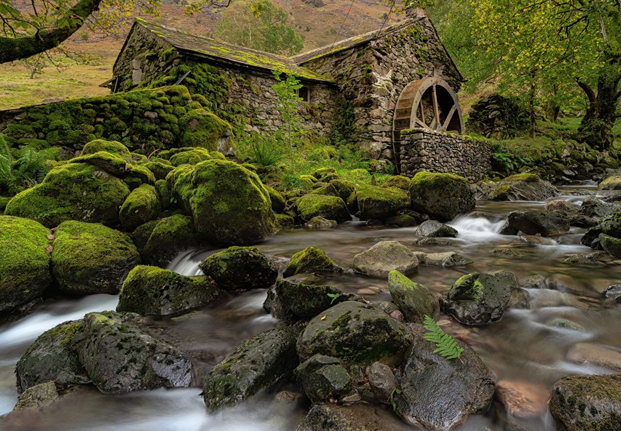Anglia -Cumbria Borrowdale kamienny start młyn puzzle online