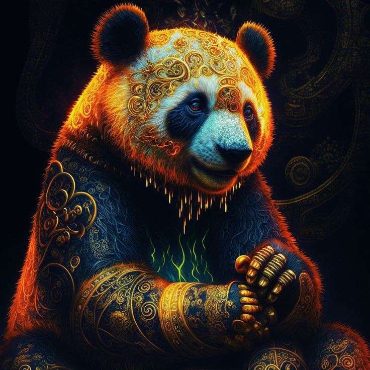 panda panda magia złotej pandy puzzle online