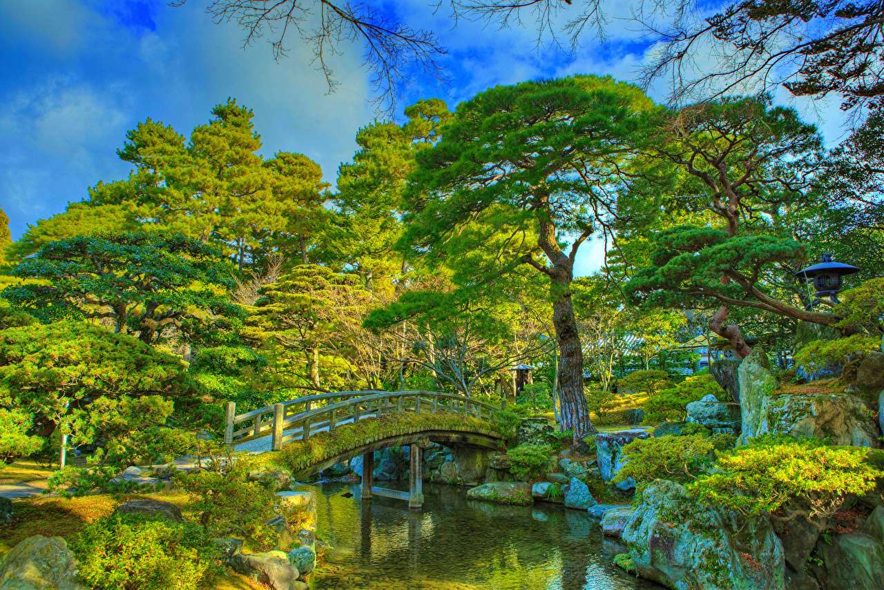Chiny- Kioto- most w parku przy Palace puzzle online