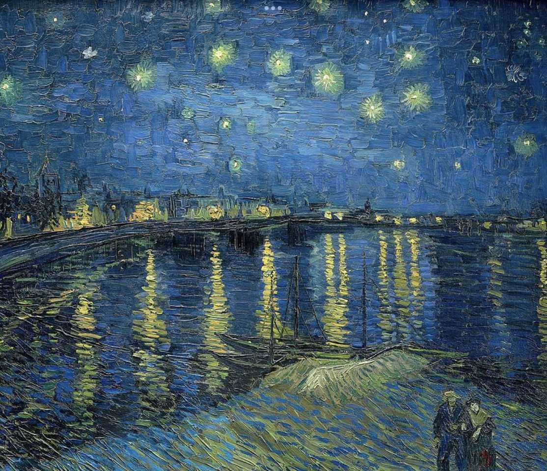 Gwiaździsta noc nad Rodanem. van Gogh puzzle online