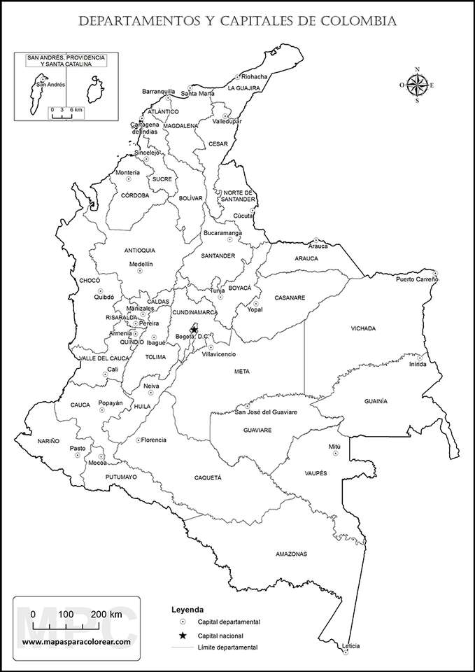 mapa Kolumbii puzzle online