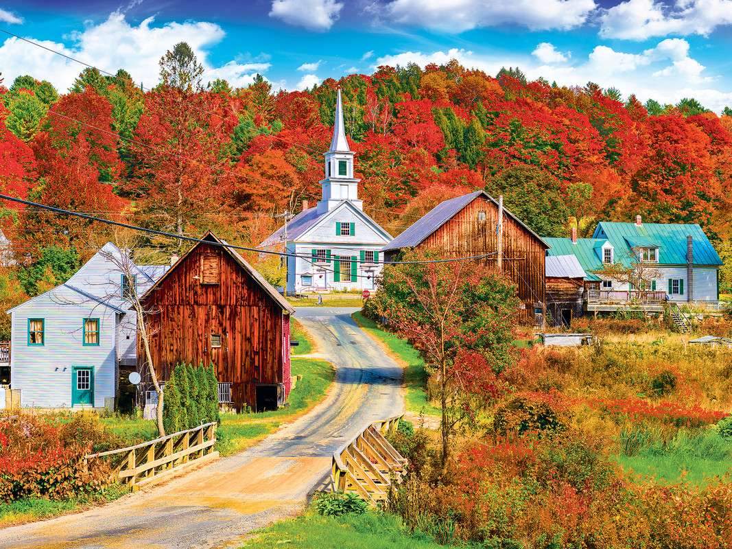 Piękno jesieni w małej wiosce puzzle online
