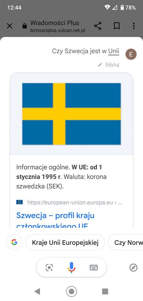 Flaga Szwecji puzzle online