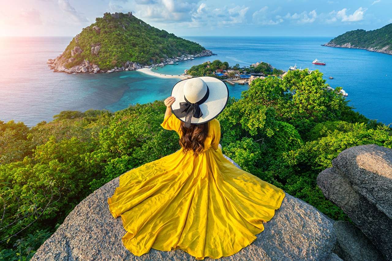 Tajlandia-piękny widok wyspy Koh Nang Yuan puzzle online