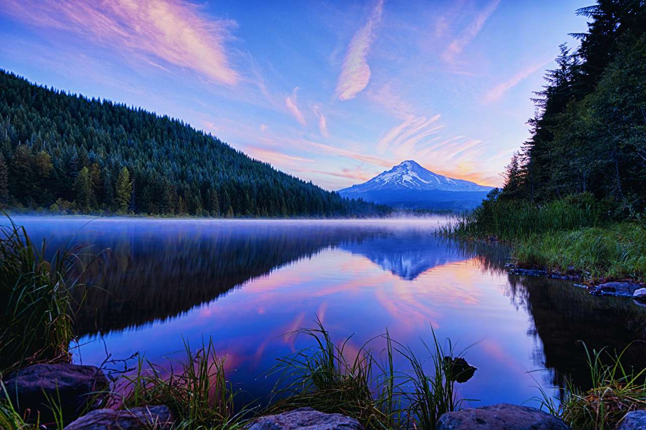 Oregon- piękny krajobraz jeziora Trillium Lake puzzle online