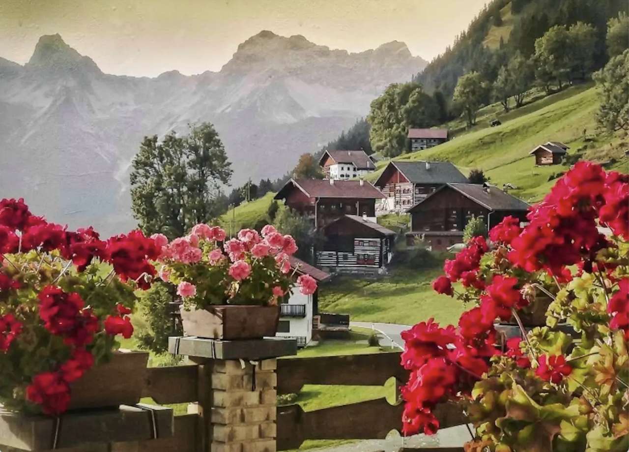 Austria-piękny widok na małą wioskę w Tyrolu puzzle online