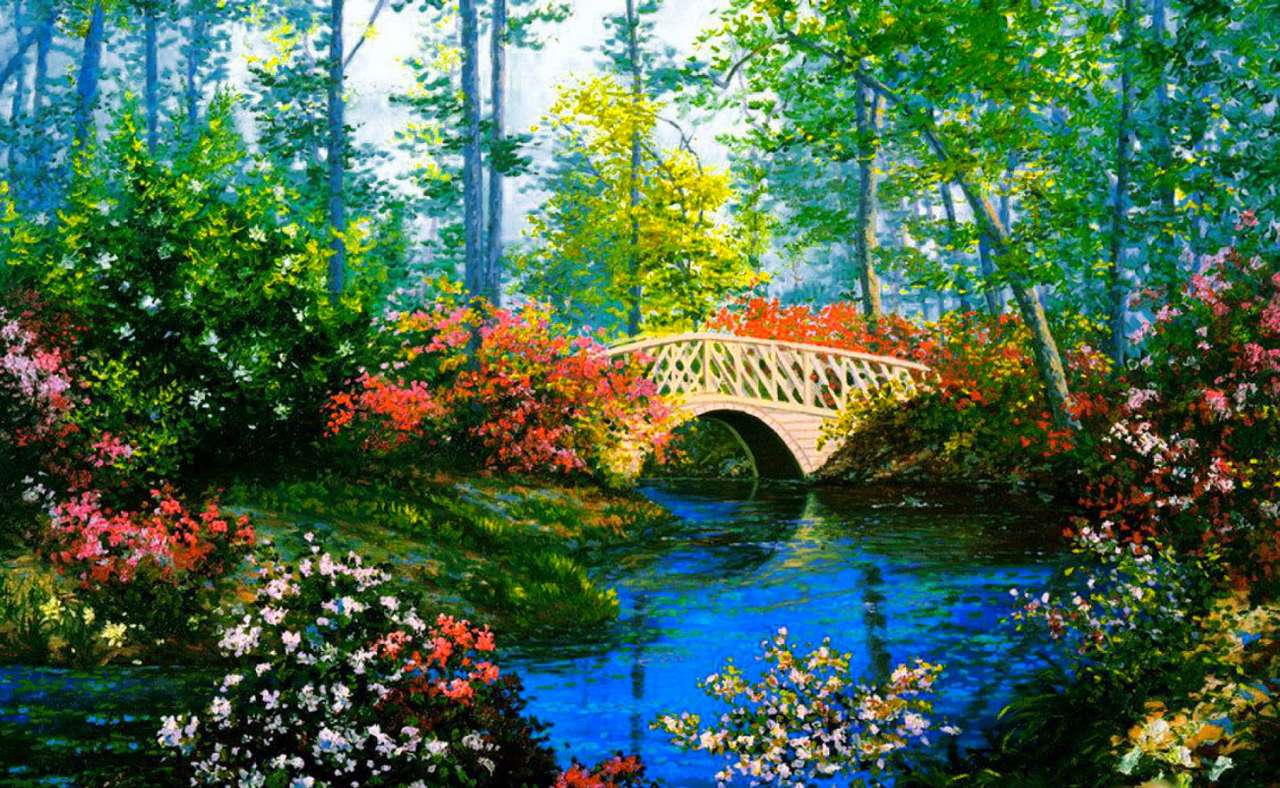 Uroczy mostek w letnim ogrodzie puzzle online