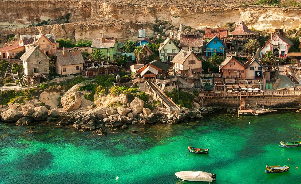 Malta Popeye Village-urocza Wieś puzzle online
