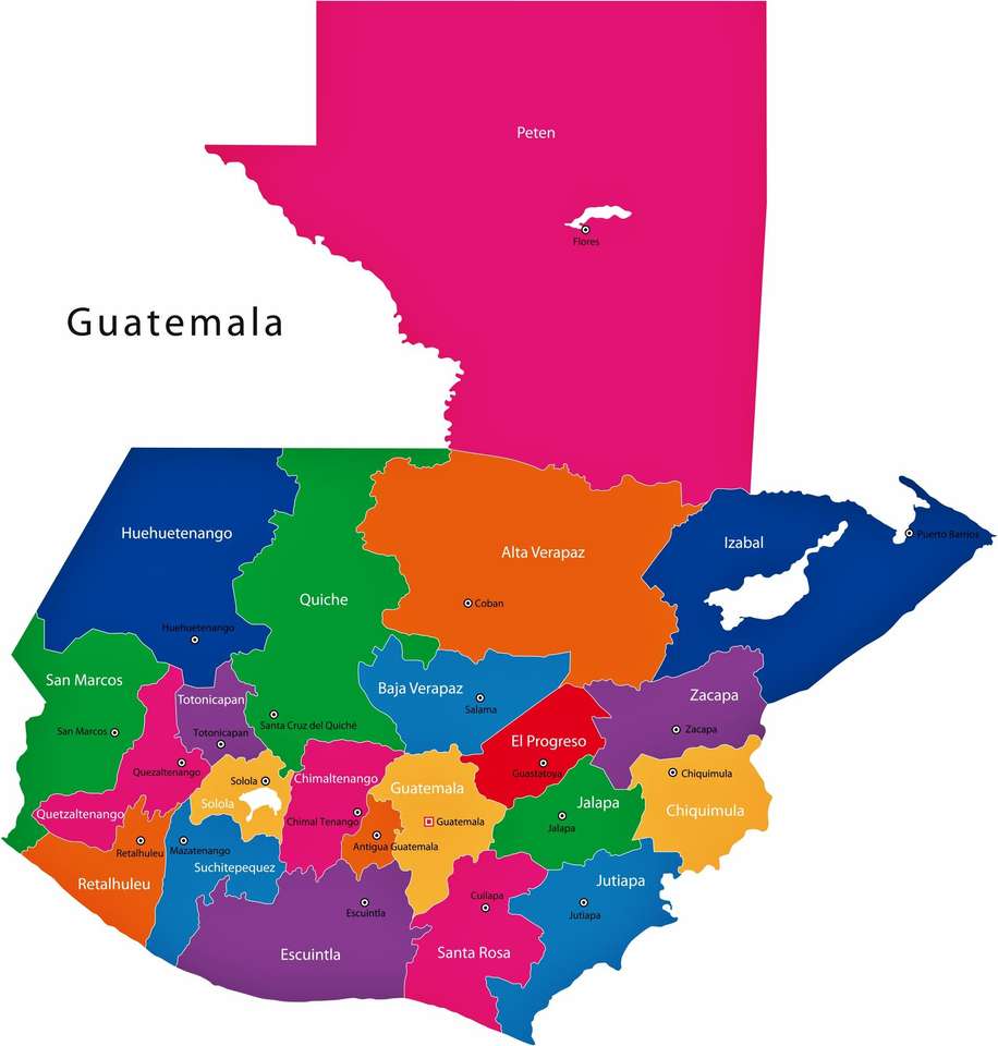 Mapa departamentów Gwatemali puzzle online