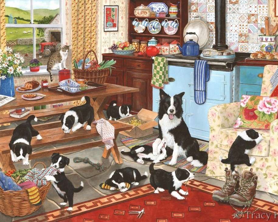 Pieski w kuchni puzzle online
