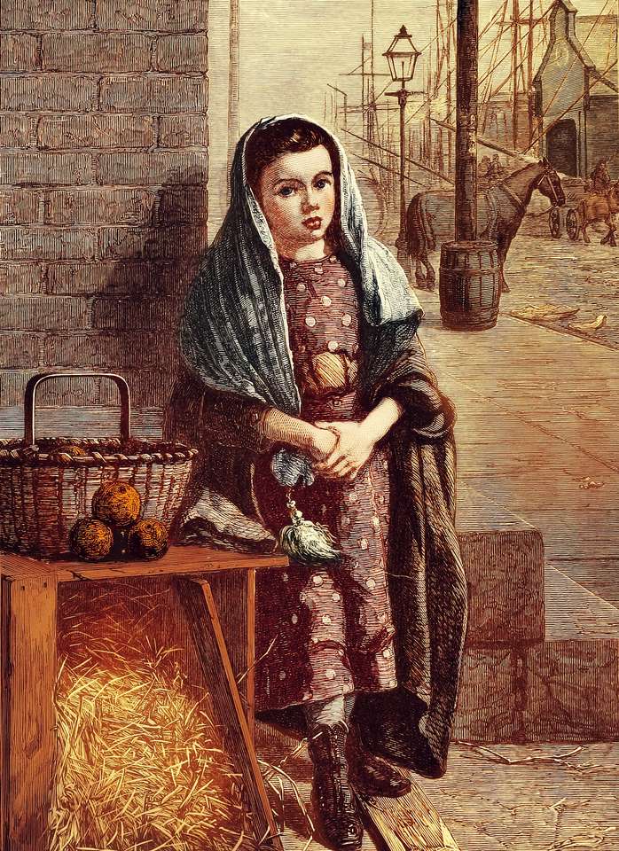 Dziewczynka sprzedająca jabłka puzzle online