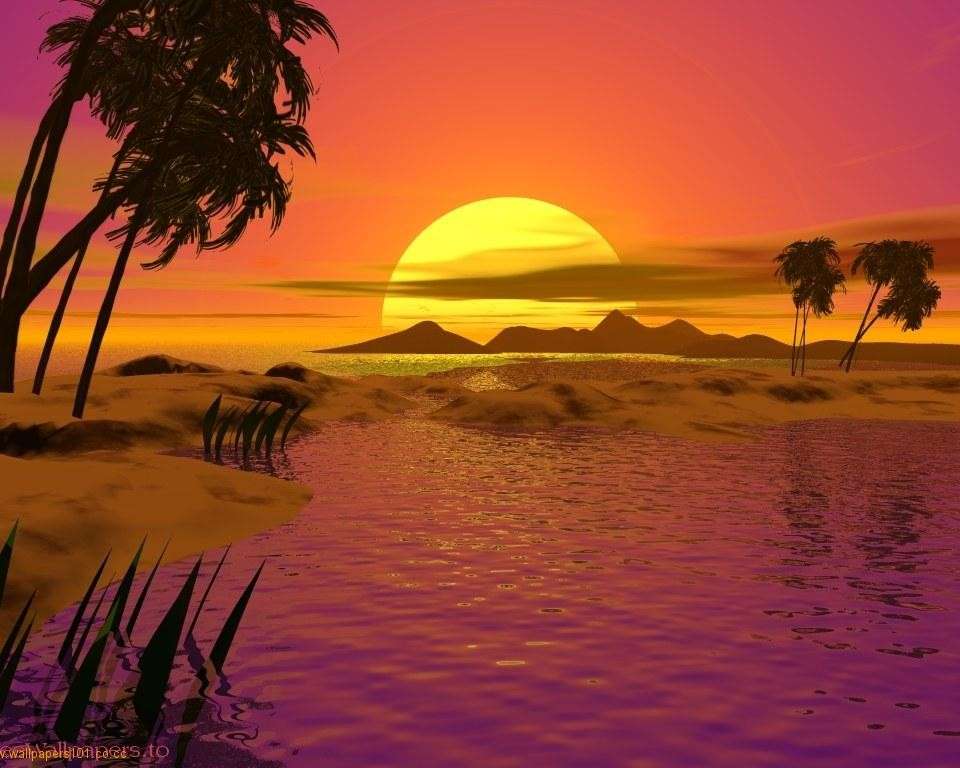 Zachód słońca na pustyni puzzle online