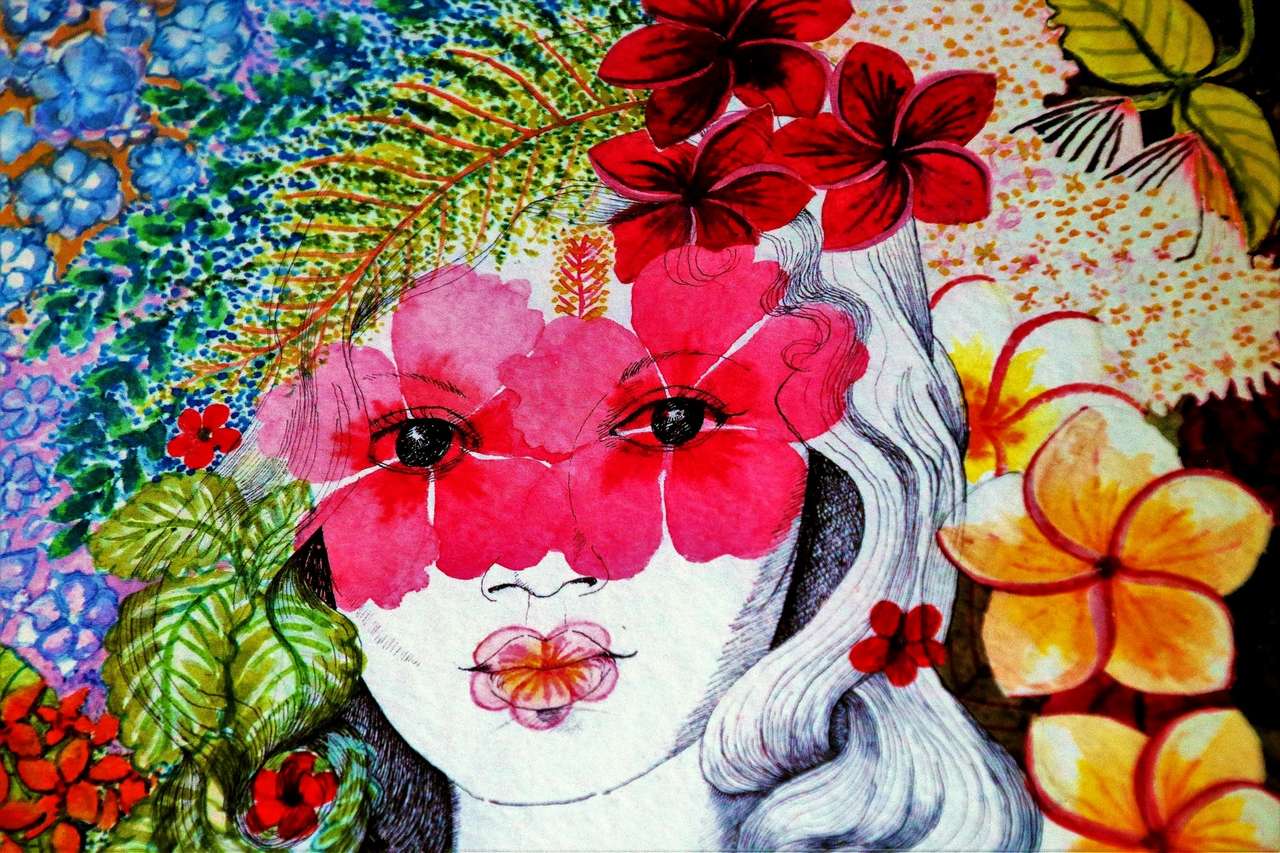 Barwami kwiatów malowane puzzle online