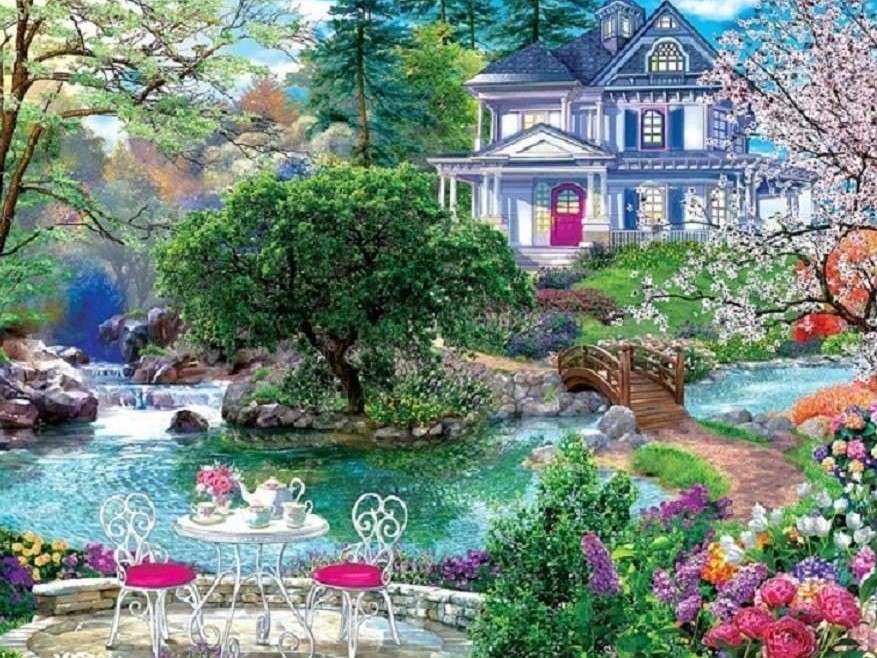 Piękna posesja koło domu puzzle online