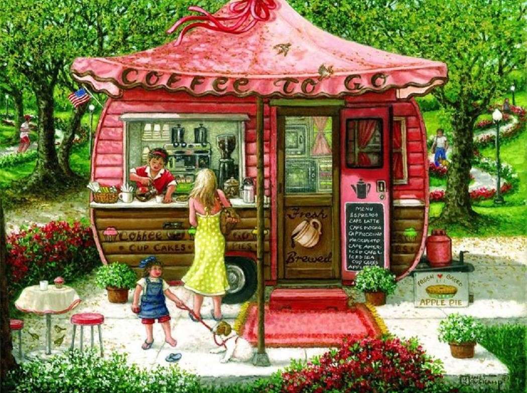 Oryginalna kawiarnia w parku puzzle online