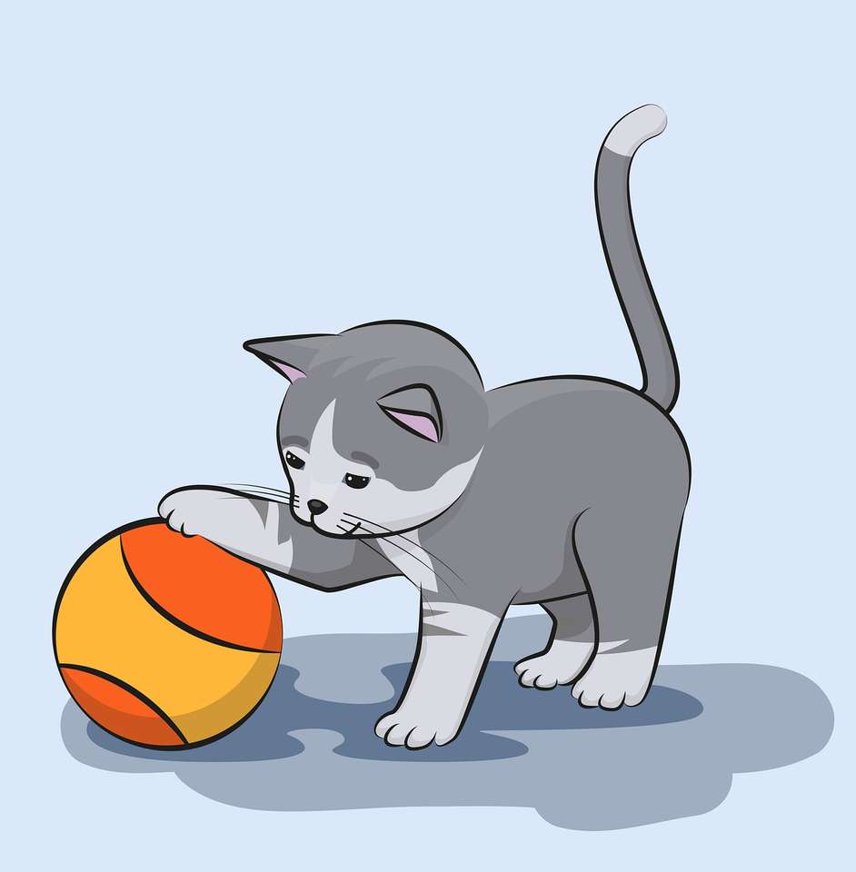 Kotek z piłką puzzle online