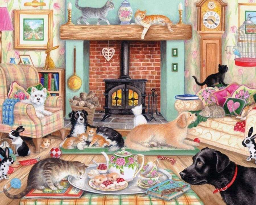 Zwierzęta w salonie puzzle online