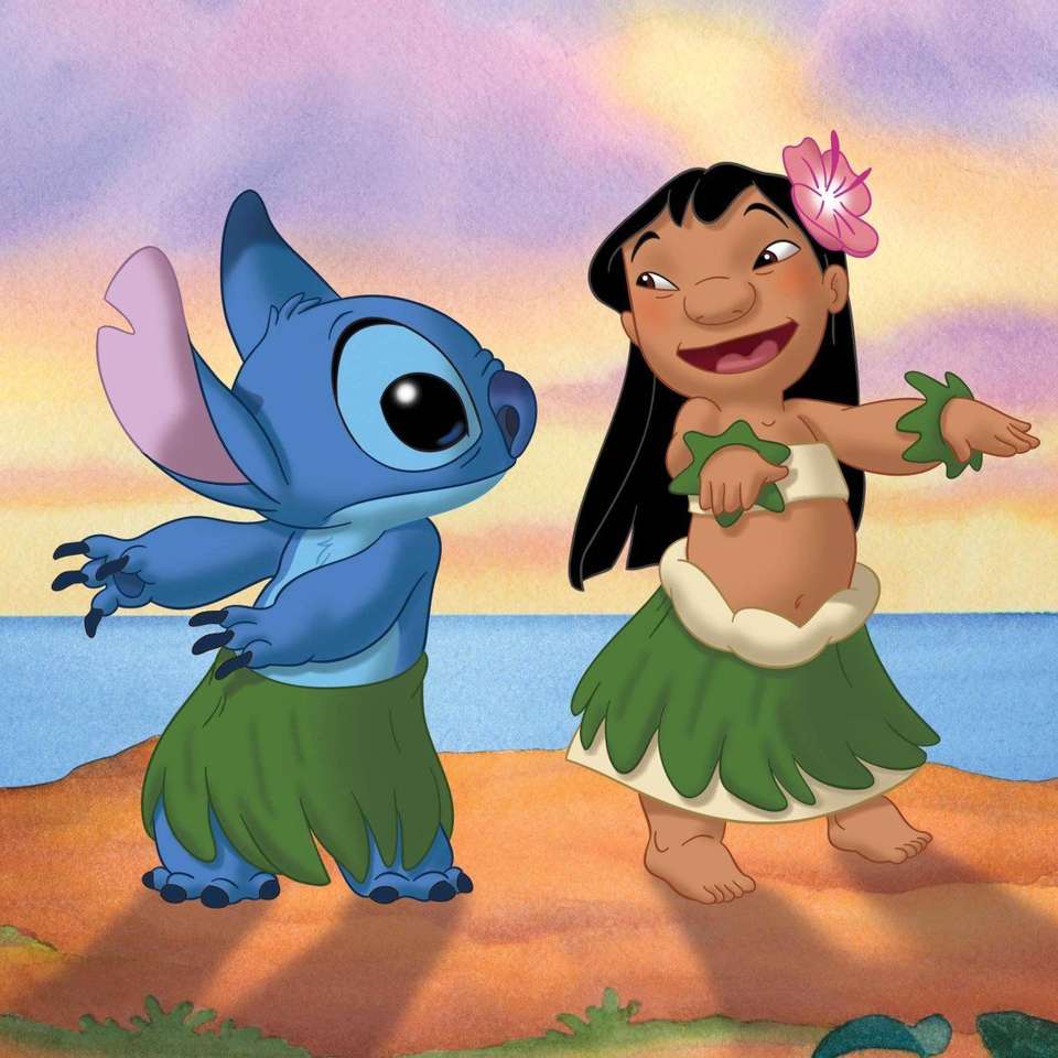 Lilo i Stich tańczą na plaży puzzle online