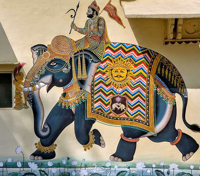 Indie - słoń namalowany na elewacji puzzle online