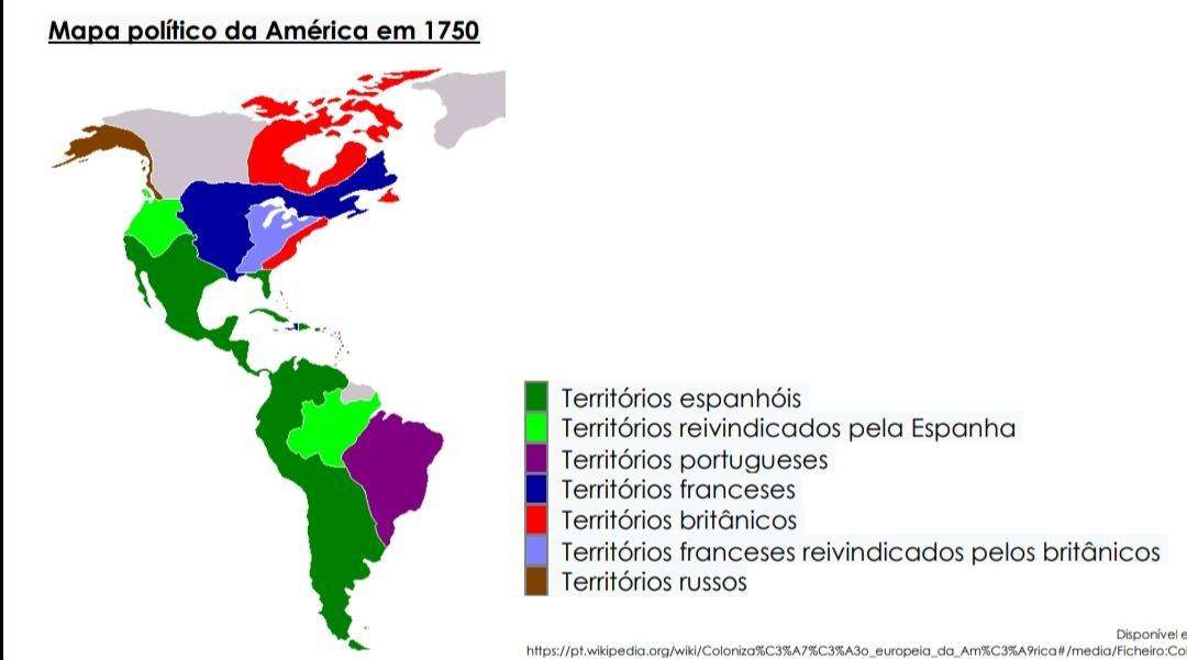 Polityczna mapa Ameryki - kolonizacja puzzle online