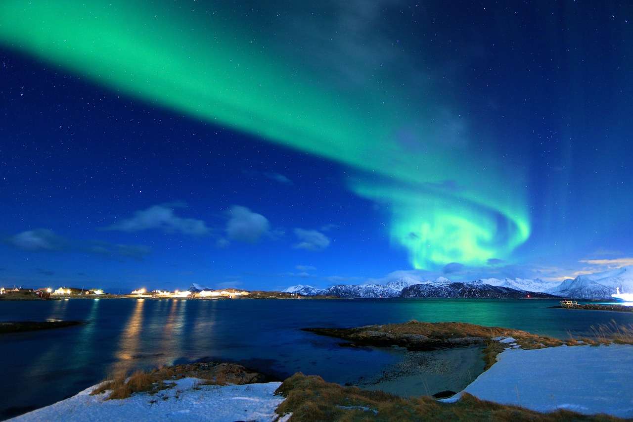 Zorza polarna, Norwegia, Arktyka puzzle online