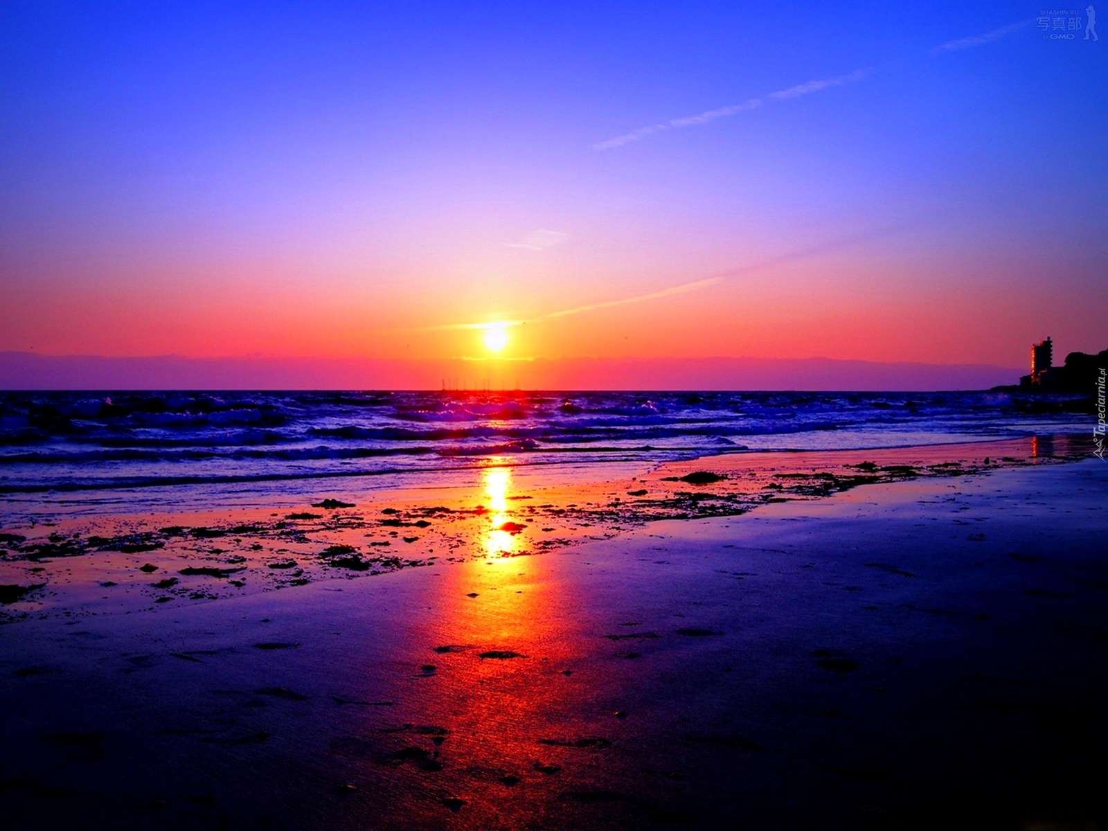 przepiękny zachód słońca nad morzem puzzle online
