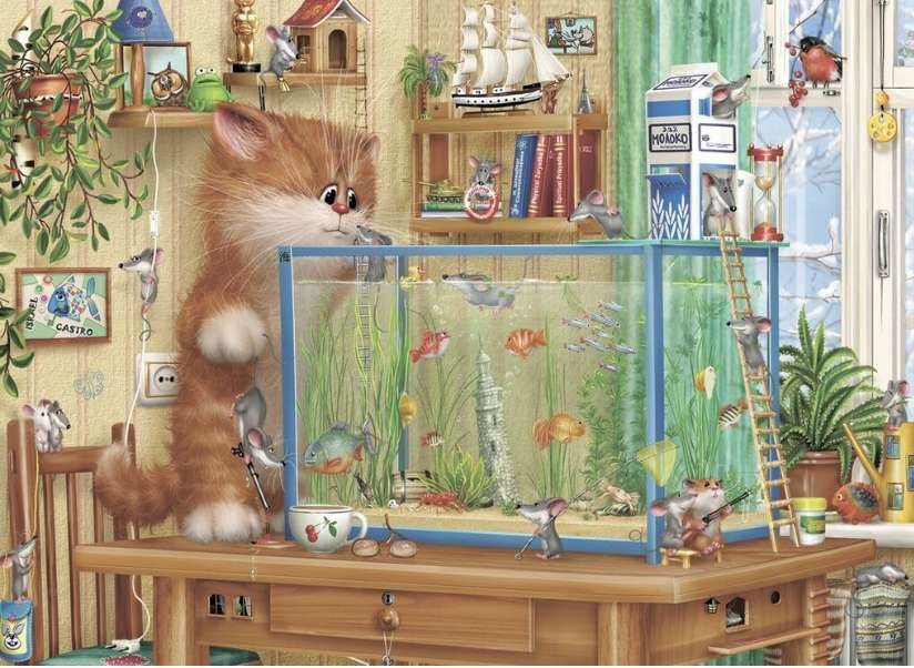 akwarium dla kotków puzzle online