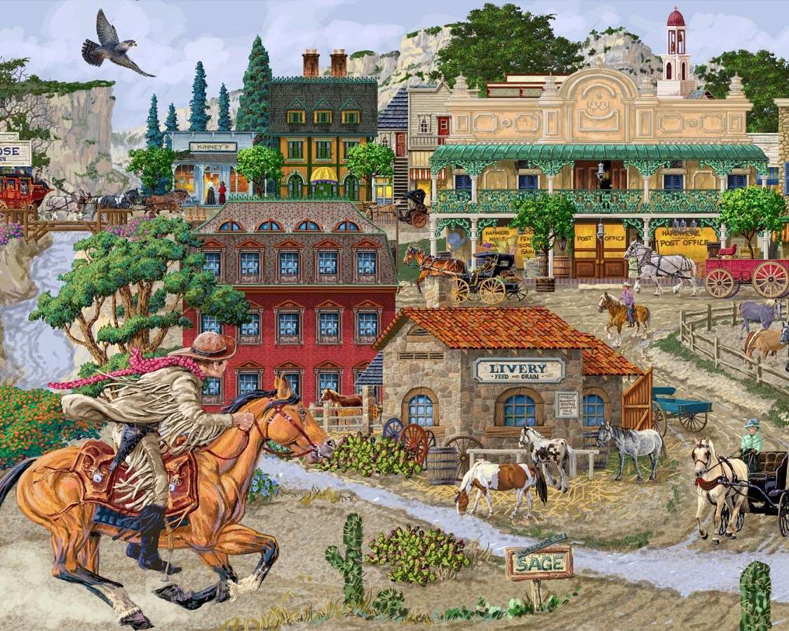 Stadnina koni w mieście puzzle online